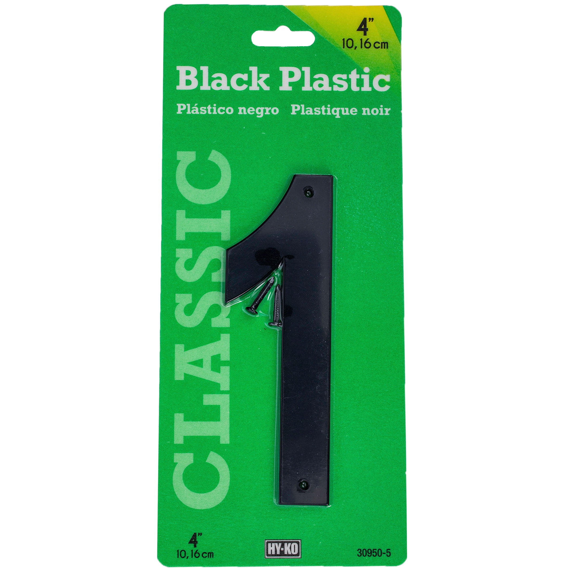 (5 pack) HY-KO 4" Black Plastic Modern Number 1