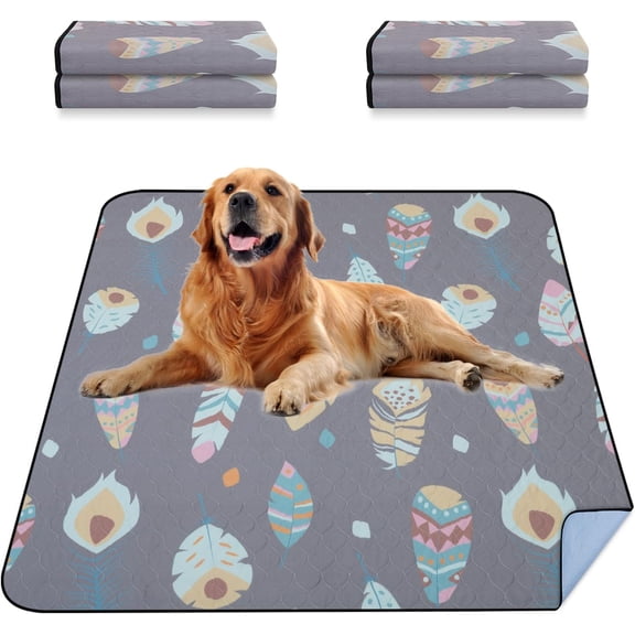 Washable Pee Pads for Dogs,4 Pack Ultra-Absorbent and Leak-Proof Whelping Pads, Non-Slip Reusable Puppy Mats, Waterproof Puppy Training Mats for Playpen, Crate, Housebreak,18x24in, Gray