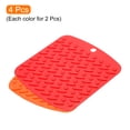 thumbnail image 3 of Uxcell 4pcs Silicone Trivet Pot Holder Hot Pads Silicone Placemat Table Mat Heat Resistant Coaster-Orange+Red, 3 of 5