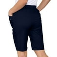 thumbnail image 4 of Sakmal Plus Size Women's Khaki Shorts Chino Straight Leg Knee Length Solid Blue Trendy Shorts for Women with Pockets, 4 of 8
