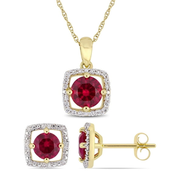 Everly Women's Created Ruby 10k Yellow Gold Jewelry Set