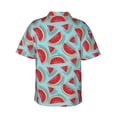 thumbnail image 4 of Xecao Watermelon print Hawaiian shirt - a stylish short-sleeve button-down for men, perfect for casual beach and tropical outings., 4 of 9