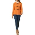 thumbnail image 2 of Unique Bargains Women's Winter Outwear Hooded Zip Up Button Toggle Pea Coat XS Orange, 2 of 6