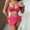 Hot Pink, variant on Herrnalise Women's Bikini Sets Colorblock Trim 2 Piece High Waisted Swimsuit Scoop Neck Adjustable Spaghetti Straps Bathing Suit