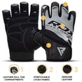 thumbnail image 5 of RDX Weight Lifting Gloves for Gym Workout - Leather Wrist Strap, Breathable with Anti Slip Palm Protection - Great Grip for Fitness, Bodybuilding, Powerlifting, Strength Training, Cycling, Exercise, 5 of 9