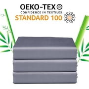 Bamboo Viscose Fitted Sheet 1 Pack Twin Size Only,400 Thread Count,8-16 Deep Pocket,Bottom Sheet Colorfast Soft & Silky & Breathable(1 Fitted Sheet Only, Dark Grey, Twin)