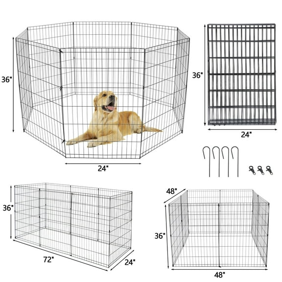 36" Pet Playpen 8 Panel Indoor & Outdoor Folding Metal Exercise Puppy Cat Fence Barrier Kennel
