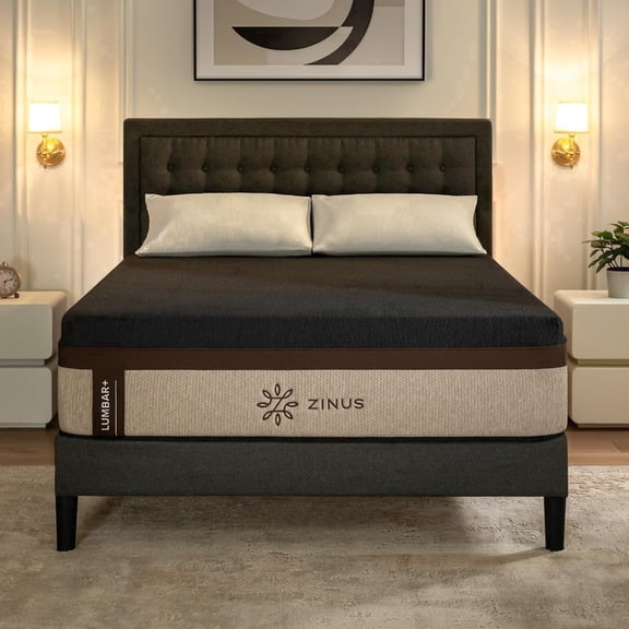 ZINUS 14 Inch Premium Lumbar   Support, King, Green Tea Memory Foam, Pressure Relief, Mattress in A Box
