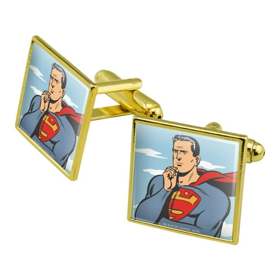 Superman Thinking Square Cufflink Set - Silver or Gold