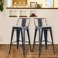 thumbnail image 6 of 16.5'' x 16.5'' x 32.5'' 2PACK Retro Barstool for Patio, Rustic Farmhouse Metal Bistro Chair with Metal Legs, Barstool Chair for Home, Kitchens, Cafe, Conversation, 264.5lbs, Golden Black, S9748, 6 of 7