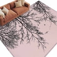 thumbnail image 2 of Tree Branches Bird Washable Living Room Rugs 6'x9', Pink Background Black Deadwood Low Pile Throw Large Area Rug Non-Slip Sturdy Edge Binding Carpet for Dining Room Kitchen Office, 2 of 9