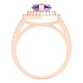 thumbnail image 4 of 2.48 ct Pear Cut Simulated Alexandrite with Simulated Diamond Halo Accents 14K Rose Gold Womens Engagement Ring, 4 of 5