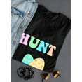 thumbnail image 3 of Easter Eggs Hunt Graphic Women Black T-Shirt, Female Medium, 3 of 4