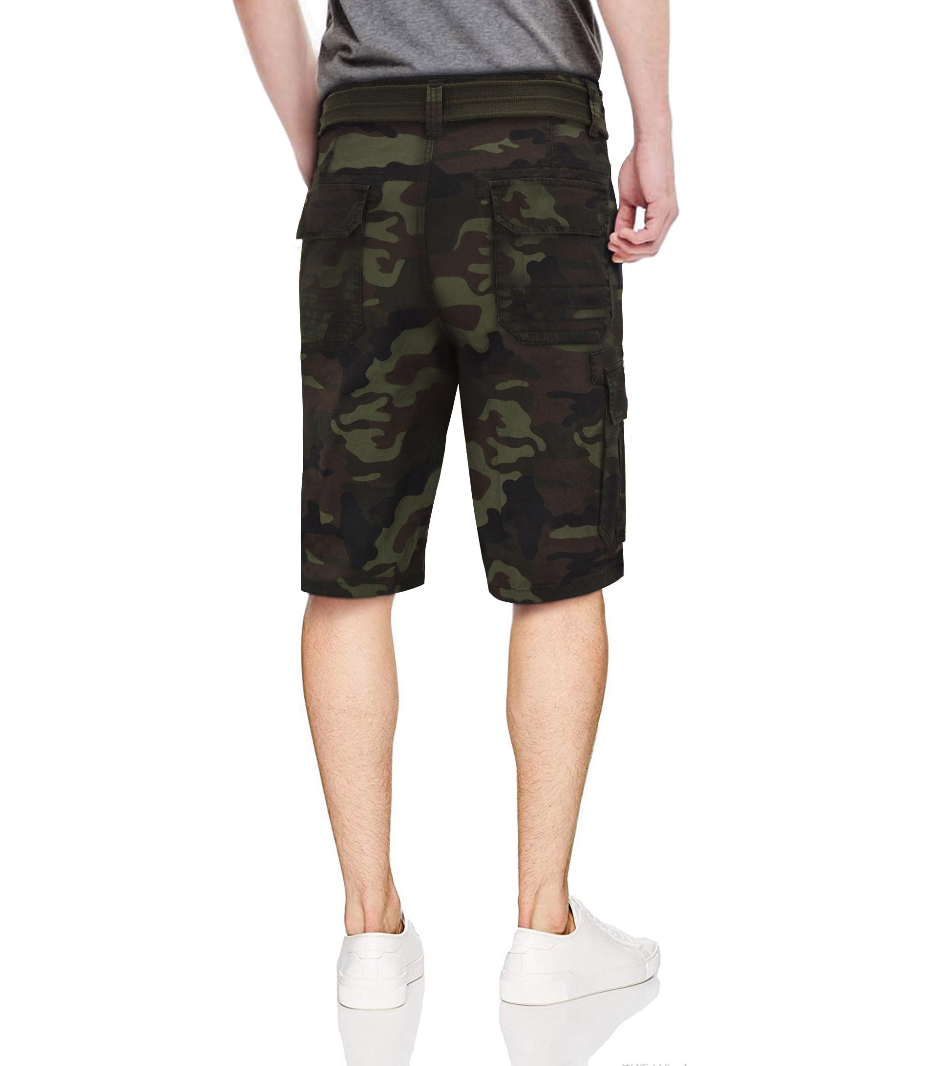 Belted Cargo Shorts With Zipper Detail 