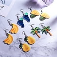 thumbnail image 3 of Opolski Cute Women Peach Grape Banana Fruit Dangle Hook Earrings Summer Jewelry Gift, 3 of 8