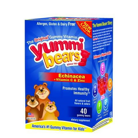 Hero Nutritional Products Yummi Bears Echinacea Plus Vitamine C & Zinc gélifiés, 40 Ct