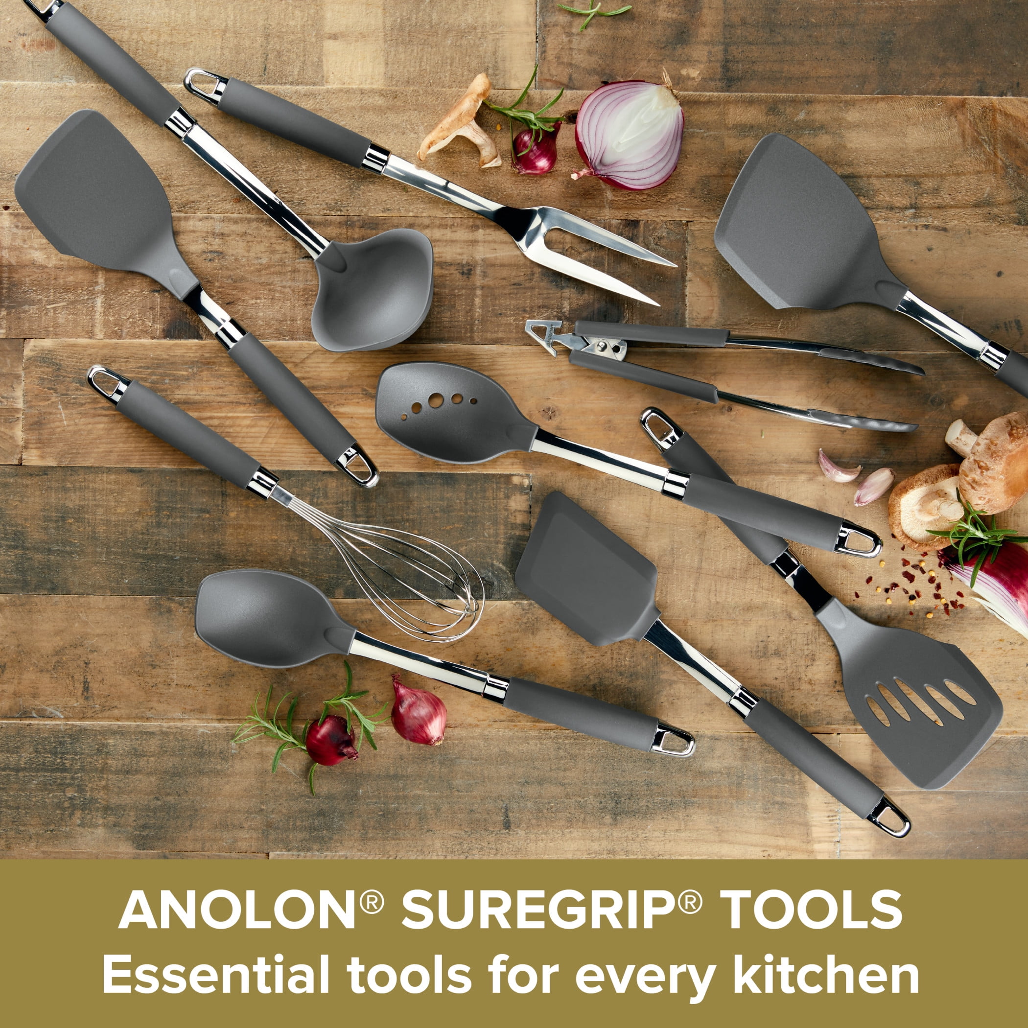 Anolon Tools and Gadgets SureGrip Nonstick Kitchen Utensil Set, 10