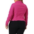 thumbnail image 3 of Agnes Orinda Women's Plus Size Mother's Day Jean Jackets Long Sleeves Washed Denim Coats with Pockets 2X Hot Pink, 3 of 5