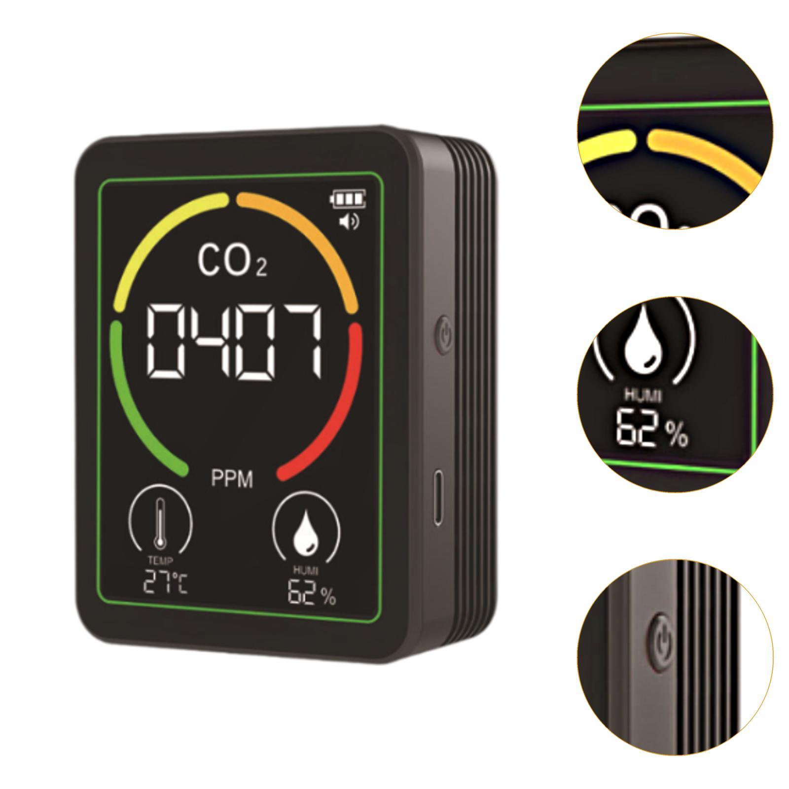 Miulika Air Quality Detector, Humidity Meter, Multifunctional Digital Air Analyzer, Real-time Display for Warehouse, Hotel, Kitchen, Garden black