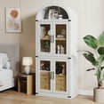 thumbnail image 7 of EastVita 71.4 in Tall Arched Bookshelf with Doors Farmhouse Bookcase Display Storage Shelves Wooden Display Cabinet Rounded Bookcases for Living Room Kitchen Office, 7 of 7