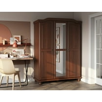 100% Solid Wood Kyle 3-Door Wardrobe with Mirrored Door