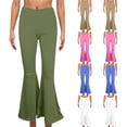 thumbnail image 1 of Sentmoon Flared Leggings Oversized High Waist Business Pants for Women Slim Wide Leg Solid Color Stretchy Work Pants Women Fall Soft and Comfortable for Running Cycling Workout Green L, 1 of 6