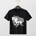 thumbnail image 2 of Boys Stars and Stripes Deer Patriotic Print Short Sleeve Graphic T Shirt Crew Neck Casual Tee Usa 250Th Summer Boys Shirt Black 9 Years-10 Years, 2 of 3