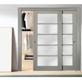 thumbnail image 3 of Sliding Closet Frosted Glass Bypass Doors 56 x 80 inches | Quadro 4002 Grey Ash | Sturdy Top Mount Rails Moldings Trims Hardware Set | Wood Solid Bedroom Wardrobe Doors, 3 of 6