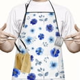 thumbnail image 2 of Pioneer Flower Floral Print Pattern Cotton Linen Apron with Pockets, Waterproof Adjustable, 33x27 Inch for Kitchen, Gardening, BBQ, Salon, 2 of 6