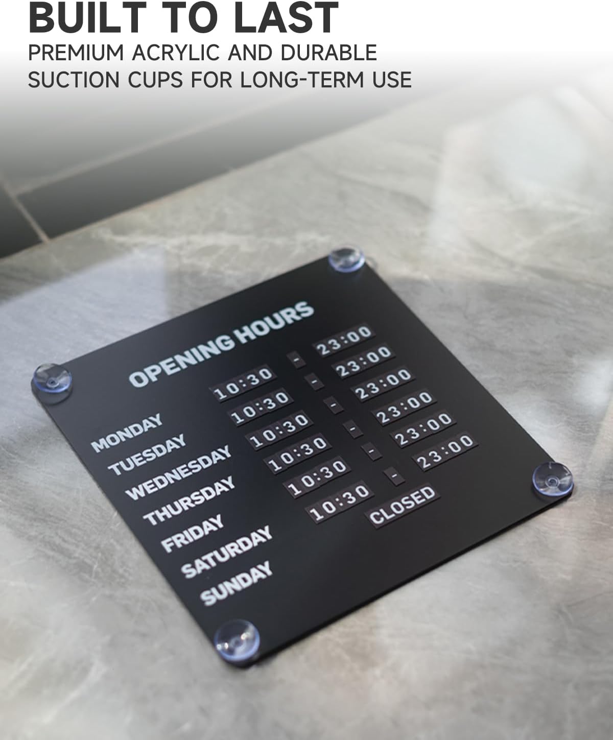 Nathome Magnetic Metal Business Hours Sign, Open Closed Display Board with Suction Cup and Adhesive Wall Mount, Reusable, 10.24 x 10.24 in
