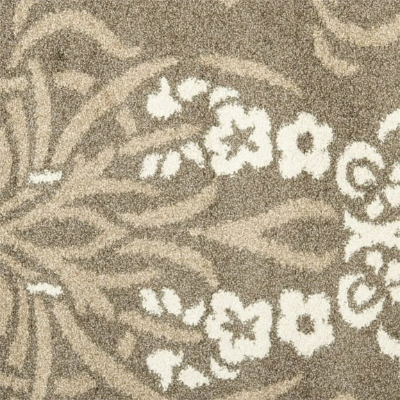 SAFAVIEH Florida Donald Floral Shag Area Rug, Smoke/Beige, 5' x 5' Square