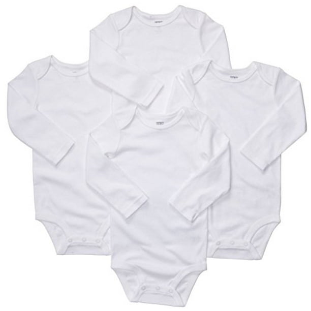 Carter's Baby Unisex 4 Pk Ls White Bodysuits - Nb 