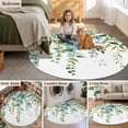 thumbnail image 5 of Eucalyptus Green Large Round Rug 8 FT, Non Slip Living Room Area Carpet, Gradient Leaves Retro Watercolor Plant Washable Soft Circle Rug Non-Shedding Floor Carpet for Bedroom Office Dining Room, 5 of 9
