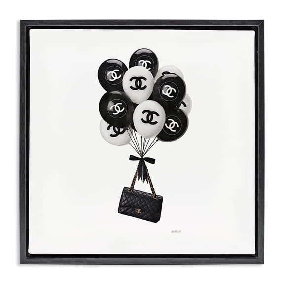 Stupell Industries Contemporary Chic Balloons & Purse Black Floating Frame Canvas Art, 18 x 18, by Amanda Greenwood