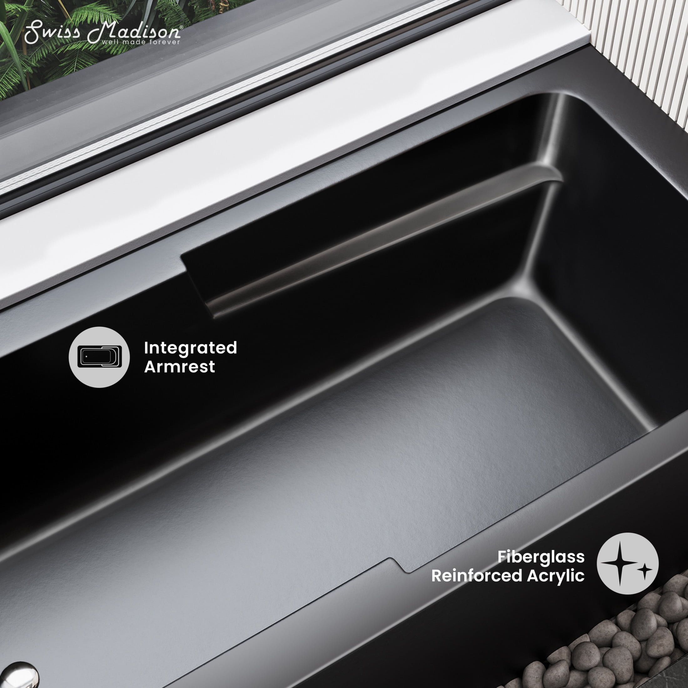 Voltaire 60" x 30" Left-Hand Drain Alcove Bathtub with Apron in Matte Black