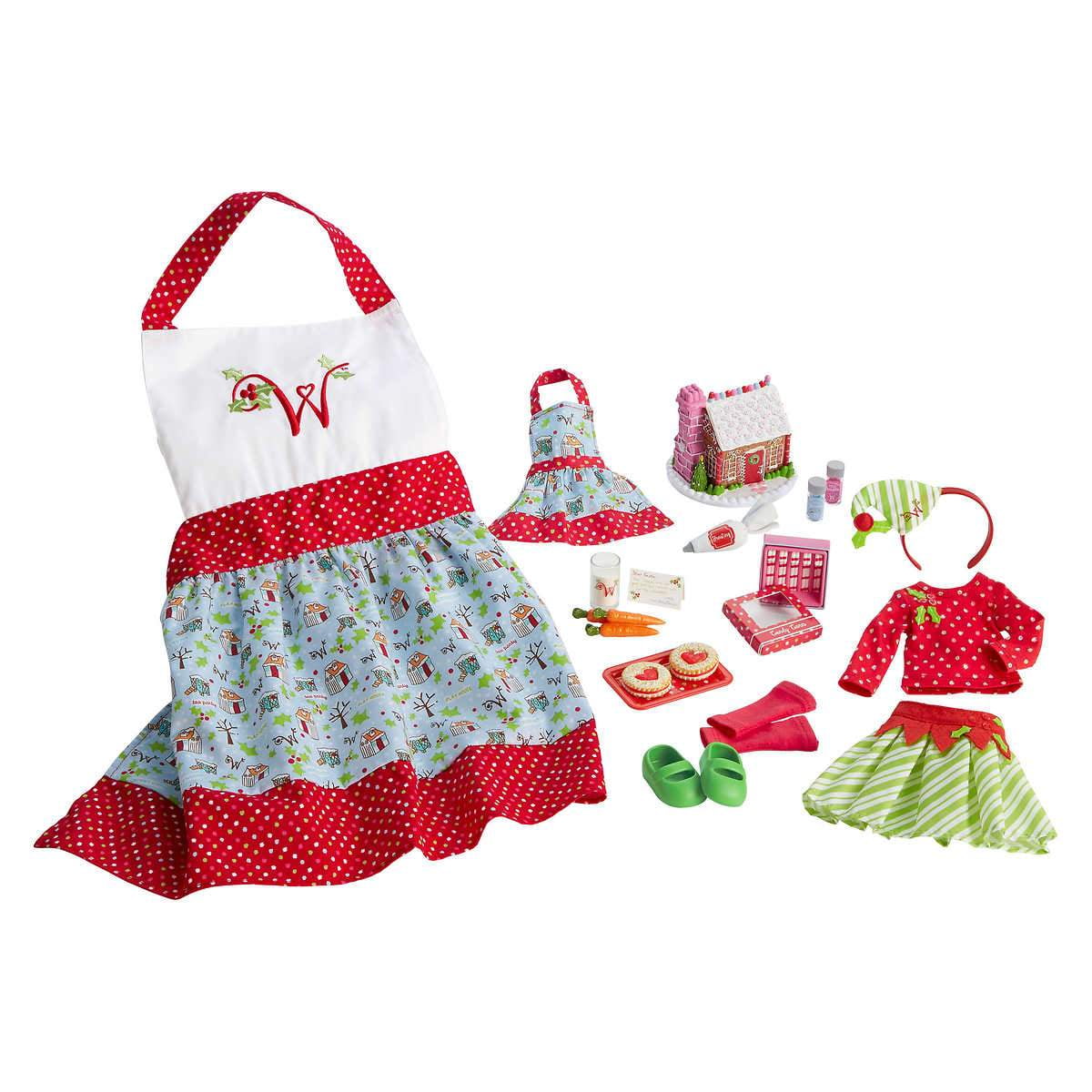 American Girl Doll Festive Gingerbread House Set Christmas Wellie Wishers NEW!