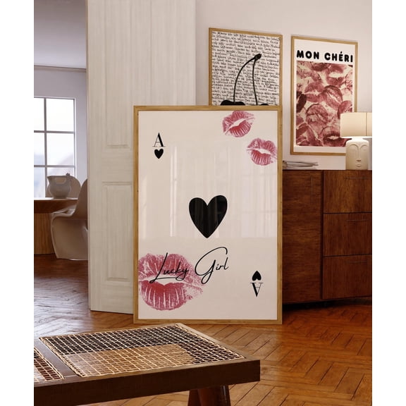 Ace Of Spades Pink Retro Wall Art, Unframed Paper Print Size 8x12