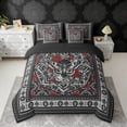 thumbnail image 2 of Erosebridal Gothic Moth Bedding Comforter Set, Bohemian Aztec Mandala Full Bedding Set, Black Gray Red, Black Reversible 7pcs, 2 of 6