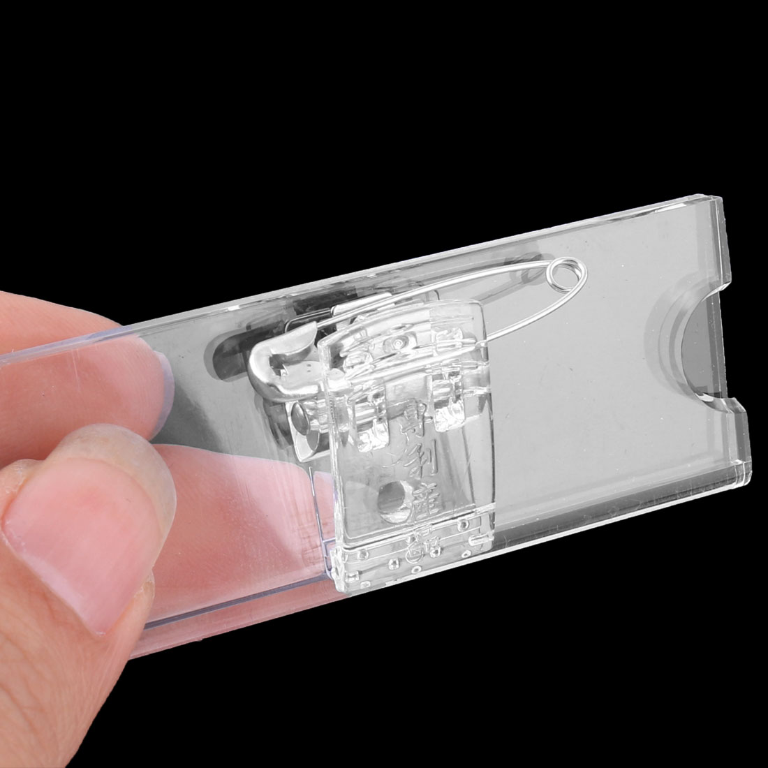 Plastic Rectangle Shaped Business Card Name Tag Safety Pin Clip Holder