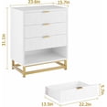thumbnail image 2 of Hellone Nightstand with 4 Drawer, Diamond Style Bedside Table with Golden Handle for Bedroom, Living Room, 2 of 6