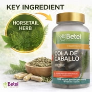 Betel Natural Horsetail Capsules (Cola de Caballo), Herbal Supplement, 1500 mg per Serving, 90 Capsules
