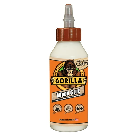 Gorilla Glue Natural Color Wood Glue, 8 Ounce Bottle