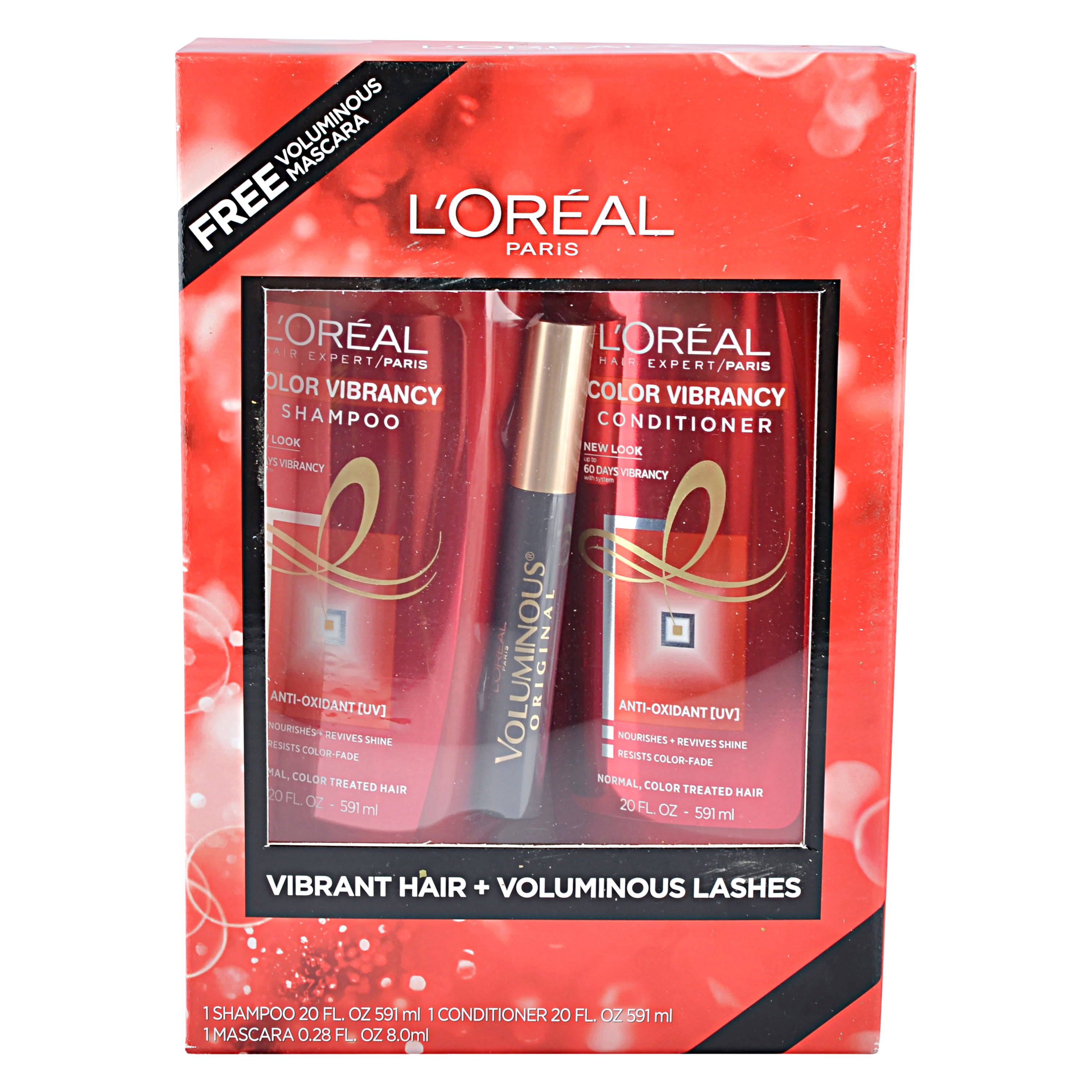 LOreal Shampoo and Conditioner Gift Set with Mascara Color Vibrancy