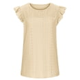thumbnail image 1 of Blusa casual con manga casquillo,Camiseta sin mangas fruncida con cuello redondo y cuello redondo para mujer Blusa con manga casquillo con volantes Rendimiento confiable, 1 of 4