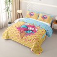thumbnail image 3 of Castle Fairy Baseball Print Quilt Full,Ice Cream Cone Pattern Full Bedspread Sets,Pink Blue Yellow, 3 of 7