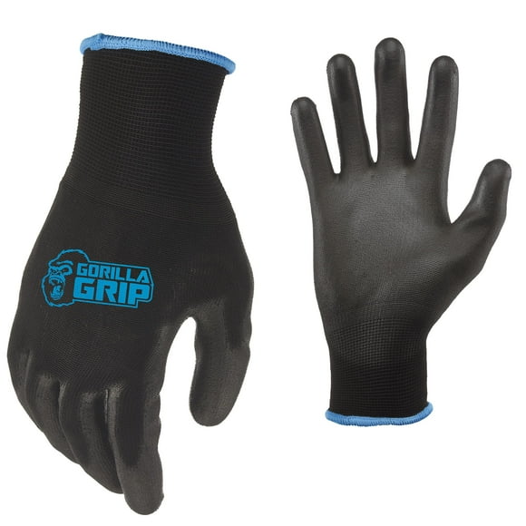 Gorilla Grip Work Gloves, Never Slip Maximum Grip All-Purpose, Gloves for Men, Superior in Wet, Dry, Oily Conditions, Polymer Palm, Large Size, 15 Pa