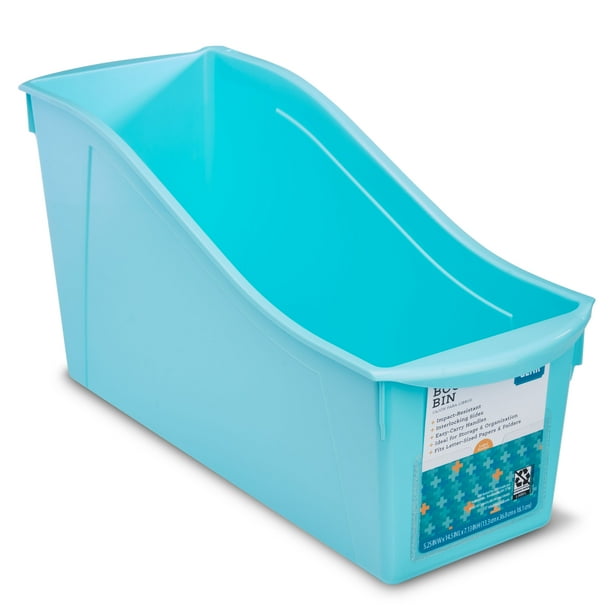 Pen+Gear Plastic Book Bin with Label Pocket, Kids' School Organizer