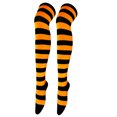 thumbnail image 1 of Striped Patterned Socks (Thigh High) Orange and Black, 1 of 3