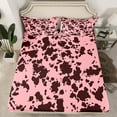 thumbnail image 2 of Pink Cow Print Bed Sheets Set Full Size Teens Adults,Cartoon Milk Cow Animal Bedding Set,Farmhouse Safari Animal Wildlife Top Sheet,Western Cowgirl Flat Fitted Sheet, 2 of 6