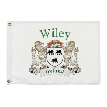 Wiley Irish Coat of Arms Small White Flag - 16"x10.5" inches